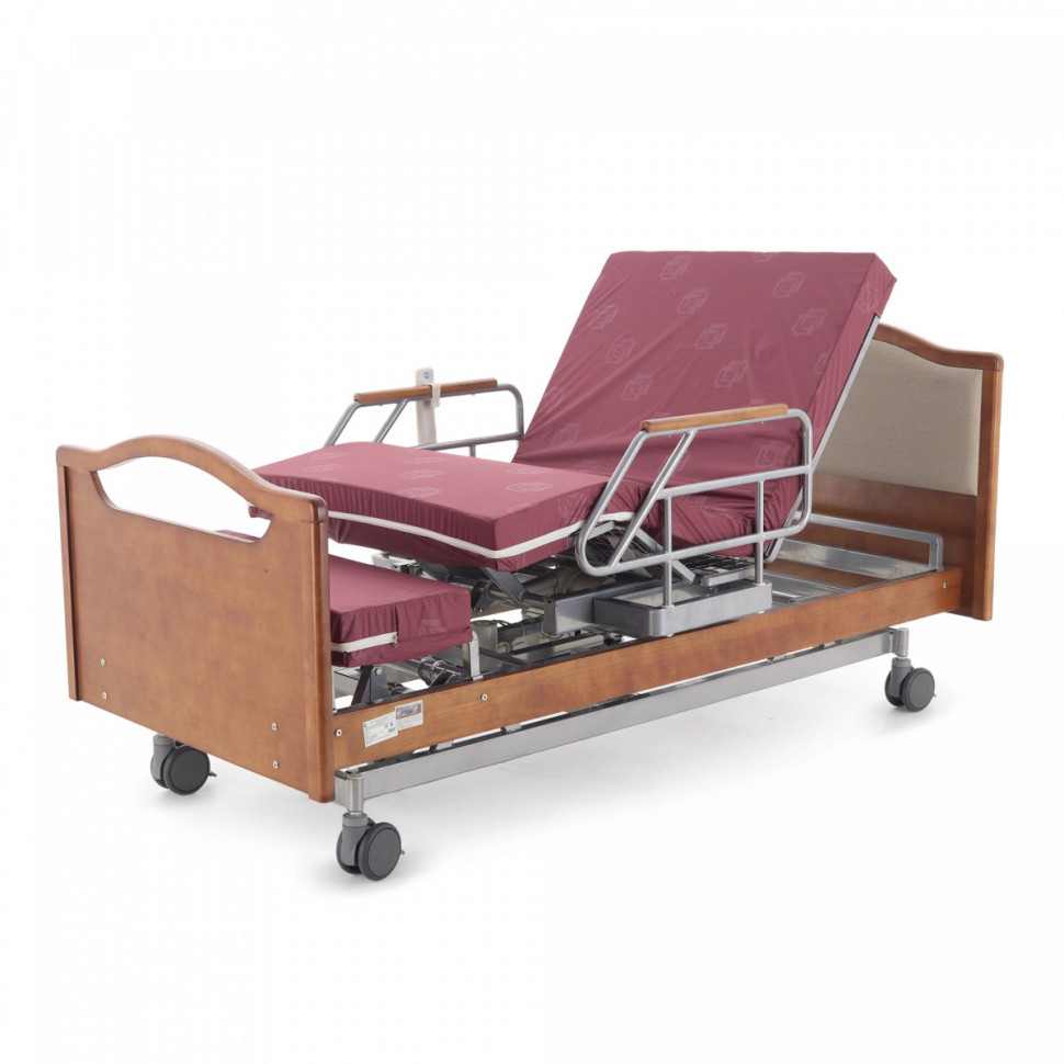 Кровать для лежачих больных, регул. высоты, Т/АТ MED-MOS DB-2B электрическая с поворотным креслом в левую сторону (коричневый)